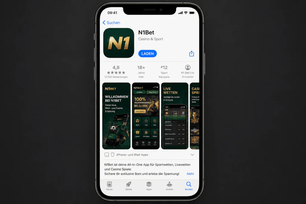 Layout der N1Bet-Anwendungsseite im offiziellen Apple App Store - n1bet-ch.com