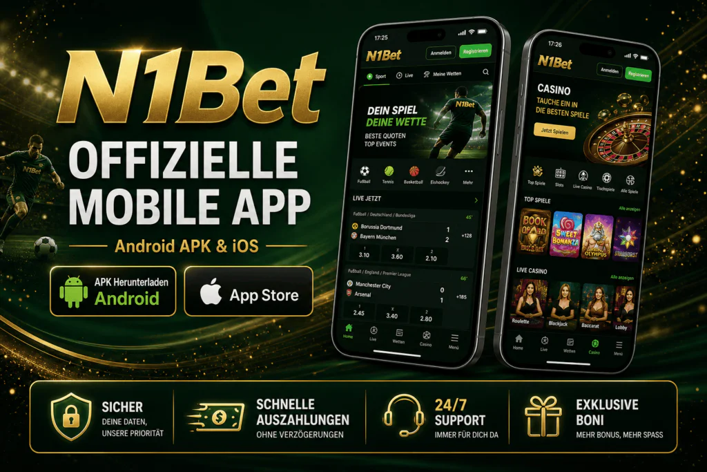 Kostenloser N1Bet App-Download-Bereich auf der N1Bet Casino Mobile App-Seite - n1bet-ch.com